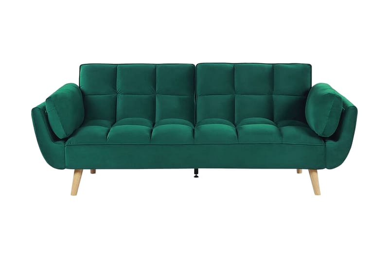 Asaby 3-sits Rektangulär Längsbäddad Bäddsoffa 107x185 cm i Sammet, Grön