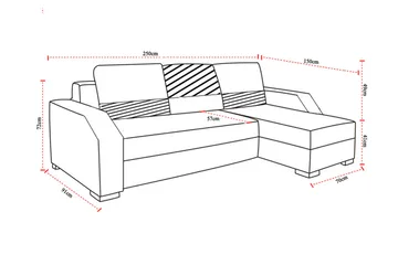 Concetta 3-sits Höger Bäddsoffa 195x125 cm med Förvaring i Tyg - Ljusgrå Melerad - Möbler - Soffa - Bäddsoffa - Bäddsoffa 3 sits
