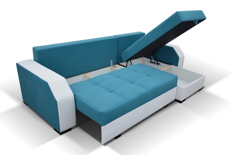 Concetta 3-sits Höger Bäddsoffa 195x125 cm med Förvaring i Tyg - Ljusgrå Melerad - Möbler - Soffa - Bäddsoffa - Bäddsoffa 3 sits