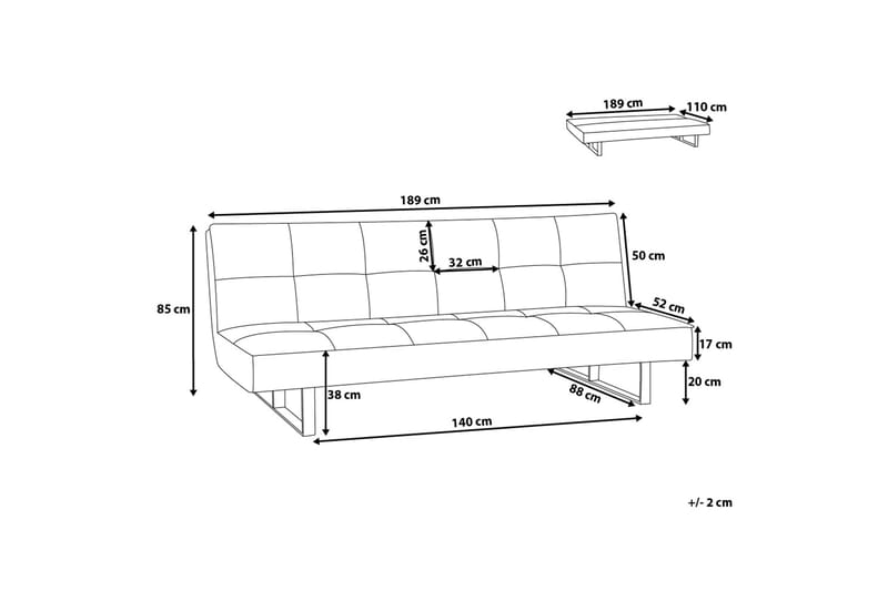 Derby Bäddsoffa 88 cm - Vit - Möbler - Soffa - Bäddsoffa - Bäddsoffa 3 sits