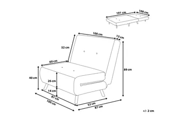 Farris Bäddsoffa 100 cm - Grå - Möbler - Soffa - Bäddsoffa - Bäddsoffa 3 sits
