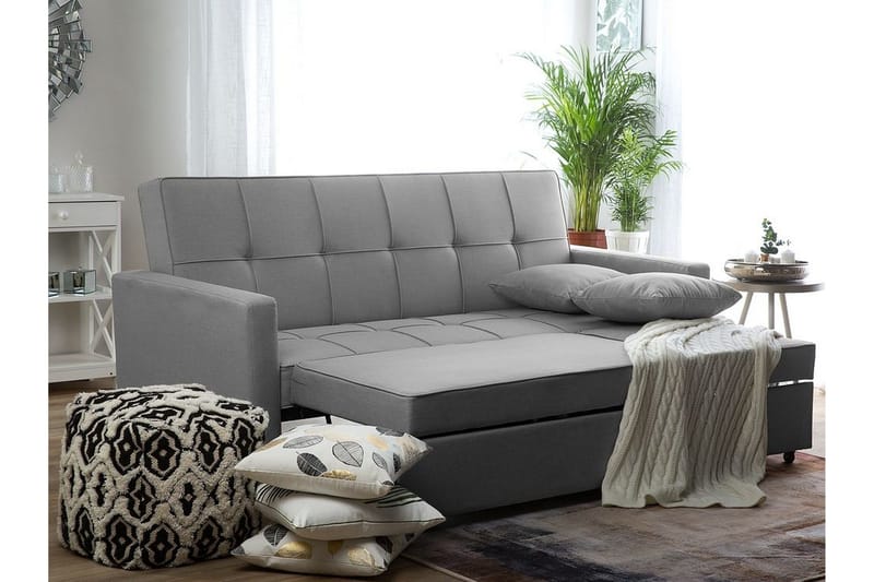 Glomma 3-sits Utdragbar Längsbäddad Bäddsoffa 181x207 cm i Tyg - Grå - Möbler - Soffa - Bäddsoffa - Bäddsoffa 3 sits