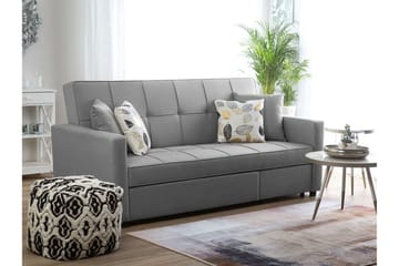 Glomma 3-sits Utdragbar Längsbäddad Bäddsoffa 181x207 cm i Tyg - Grå - Möbler - Soffa - Bäddsoffa - Bäddsoffa 3 sits