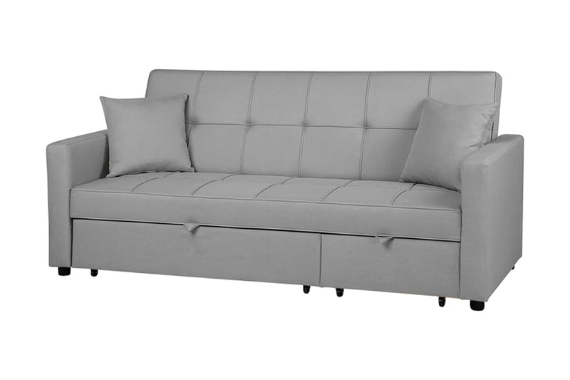 Glomma 3-sits Utdragbar Längsbäddad Bäddsoffa 181x207 cm i Tyg, Grå