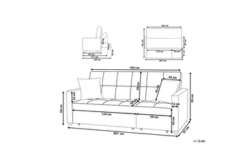 Glomma Bäddsoffa 207 cm - Grå - Möbler - Soffa - Bäddsoffa - Bäddsoffa 3 sits