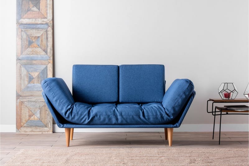 Mezonzo 3-sits Fällbar Längsbäddad Bäddsoffa 70x200 cm i Tyg - Blå - Möbler - Soffa - Bäddsoffa - Bäddsoffa 3 sits