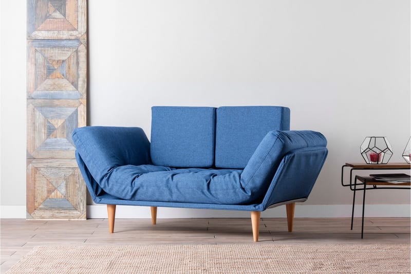 Mezonzo 3-sits Fällbar Längsbäddad Bäddsoffa 70x200 cm i Tyg - Blå - Möbler - Soffa - Bäddsoffa - Bäddsoffa 3 sits