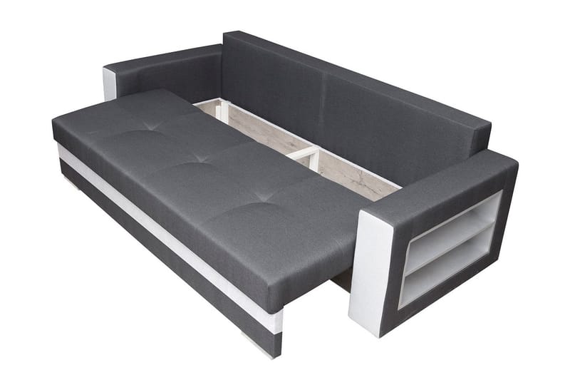 3-sits Bäddsoffa Rektangulär 236 cm med Förvaring i Tyg - Antracit - Möbler - Soffa - Bäddsoffa