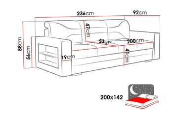 3-sits Bäddsoffa Rektangulär 236 cm med Förvaring i Tyg - Antracit - Möbler - Soffa - Bäddsoffa