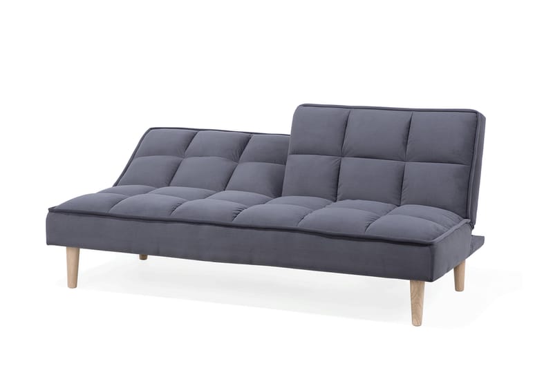 Siljan 3-sits Kvadratsydd Bäddsoffa 177 cm i Sammet - Grå - Möbler - Soffa - Bäddsoffa - Bäddsoffa 3 sits