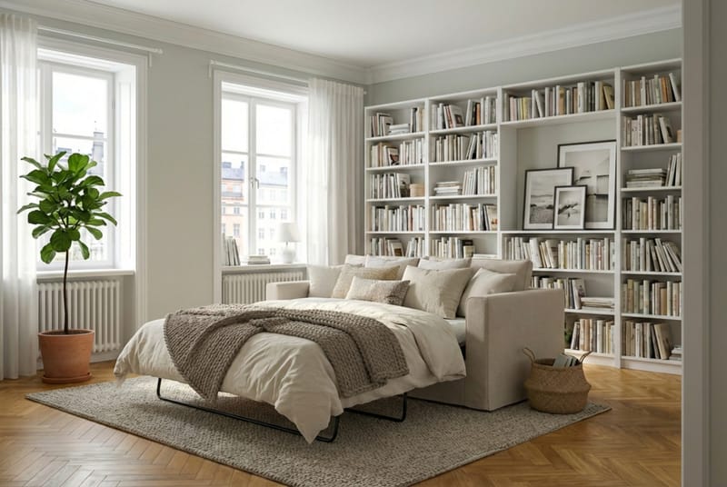 Travstad 3-sits Bäddsoffa i Chenille frammåtbäddad - Beige - Möbler - Soffa - Bäddsoffa - Bäddsoffa 3 sits