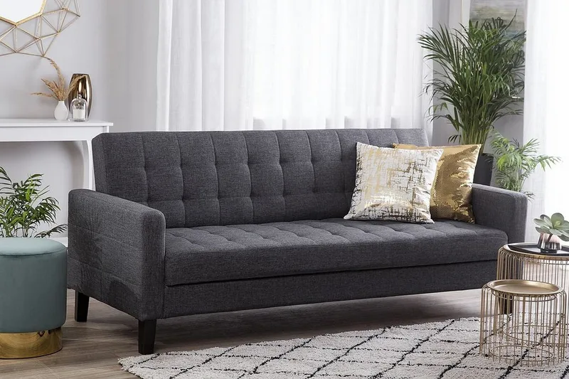 Vehkoo 3-sits Bäddbar Längsbäddad Bäddsoffa 108x178 cm i Tyg - Grå - Möbler - Soffa - Bäddsoffa - Bäddsoffa 3 sits