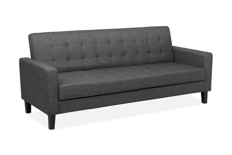 Vehkoo 3-sits Bäddbar Längsbäddad Bäddsoffa 108x178 cm i Tyg, Grå