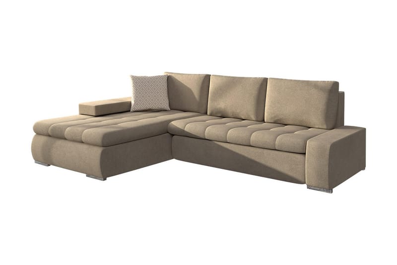 3-sits Hörnbäddsoffa Cerys Mini - Läder/Beige - Möbler - Soffa - Bäddsoffa