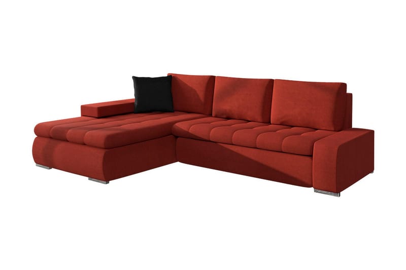 3-sits Hörnbäddsoffa Cerys Mini, Läder/Röd