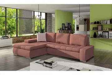 3-sits Hörnbäddsoffa Cerys Mini - Läder/Rosa - Möbler - Soffa - Bäddsoffa