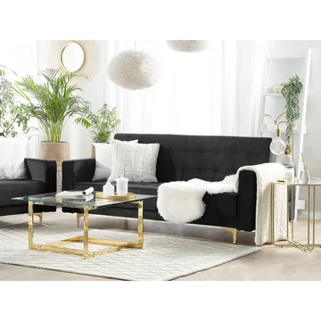 3-sits soffa Aberdeen - Svart, guld/Sammet - Möbler - Soffa - Bäddsoffa
