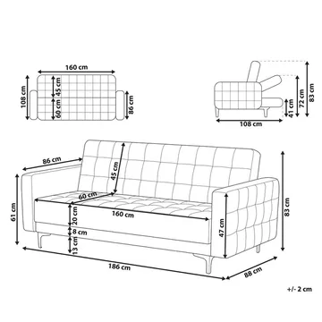 3-sits soffa Aberdeen - Svart, guld/Sammet - Möbler - Soffa - Bäddsoffa