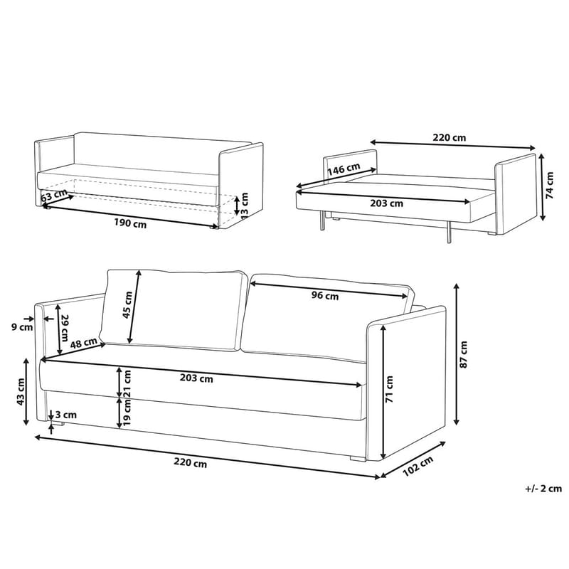 3-sits soffa Eksjo - Gul - Möbler - Soffa - Bäddsoffa