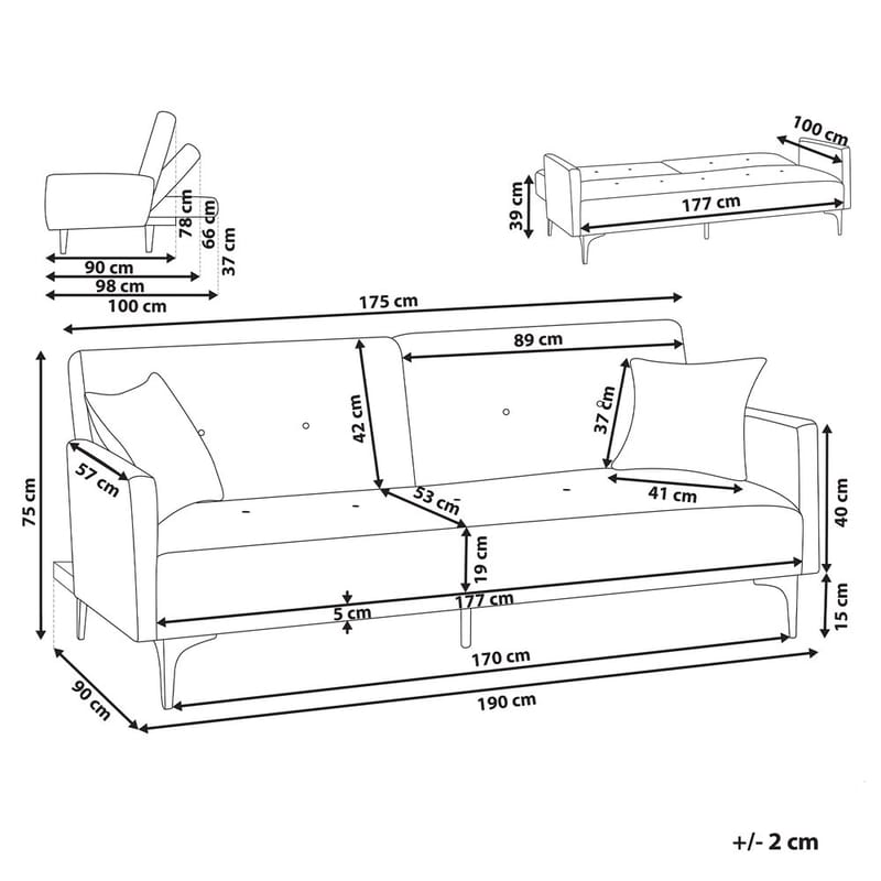 3-sits soffa Lucan - Beige, guld - Möbler - Soffa - Bäddsoffa