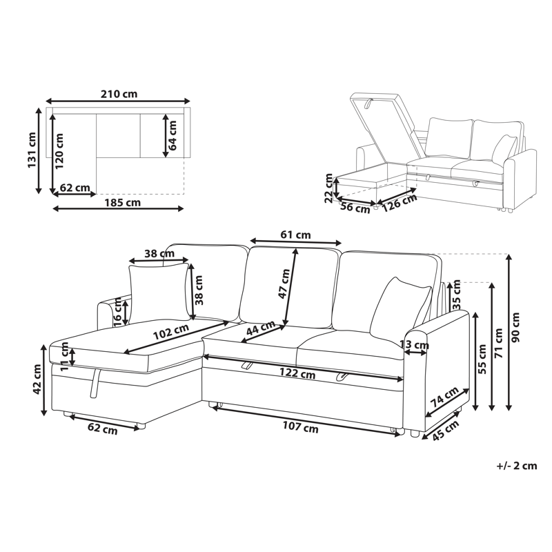 3-sits soffa Nassjo Högervänd - Grå - Möbler - Soffa - Bäddsoffa