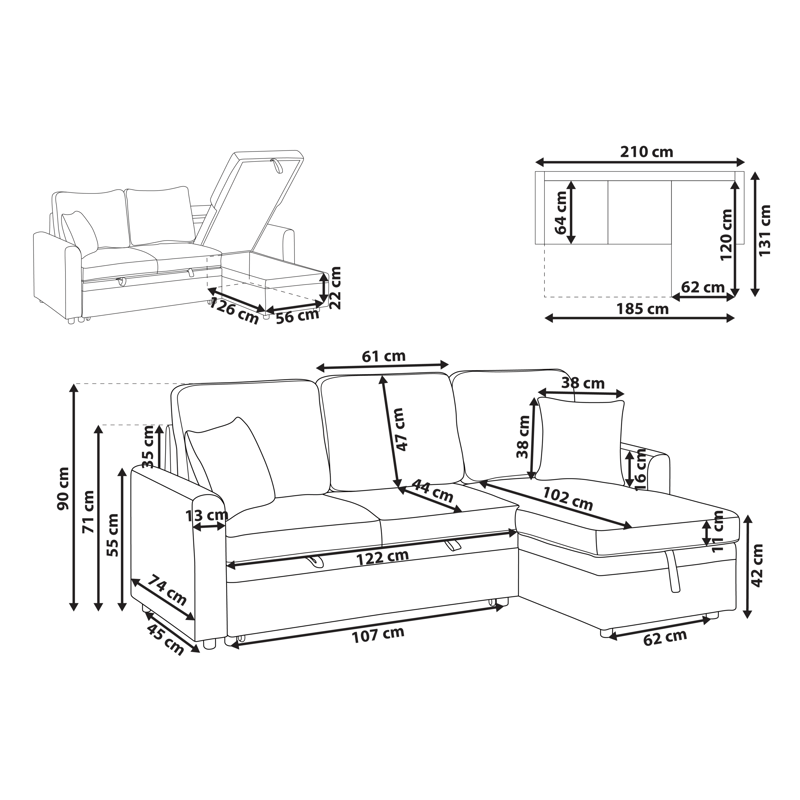 3-sits soffa Nassjo Vänstervänd - Ljusbeige - Möbler - Soffa - Bäddsoffa