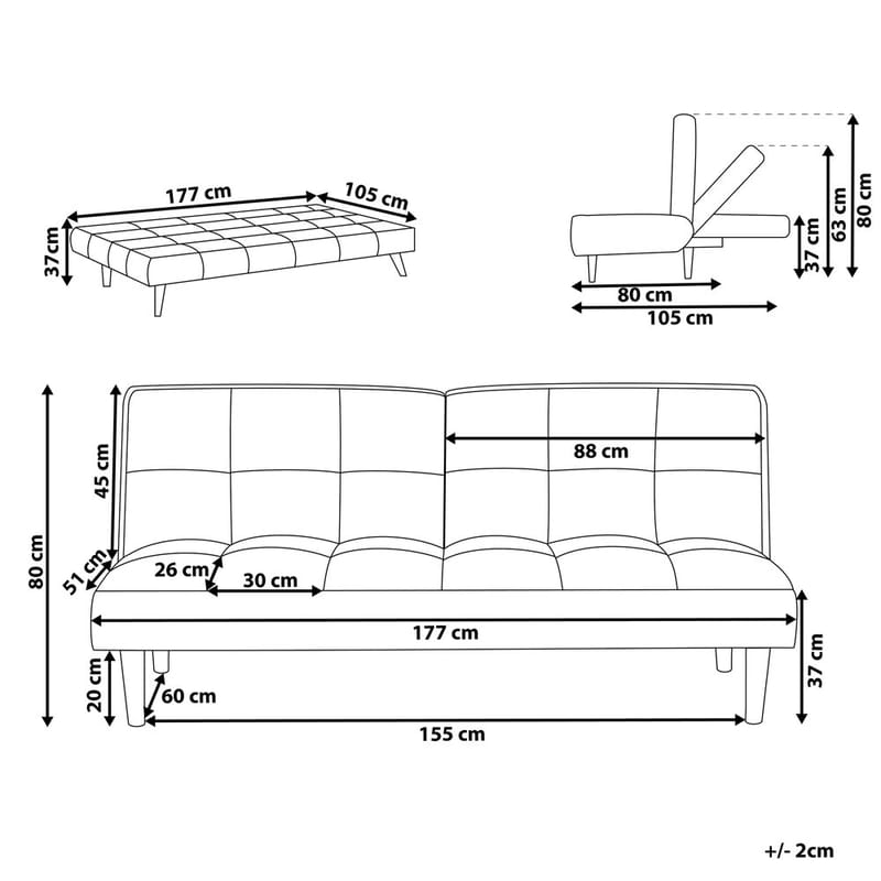 3-sits soffa Siljan - Guldbrunt, ljust trä - Möbler - Soffa - Bäddsoffa