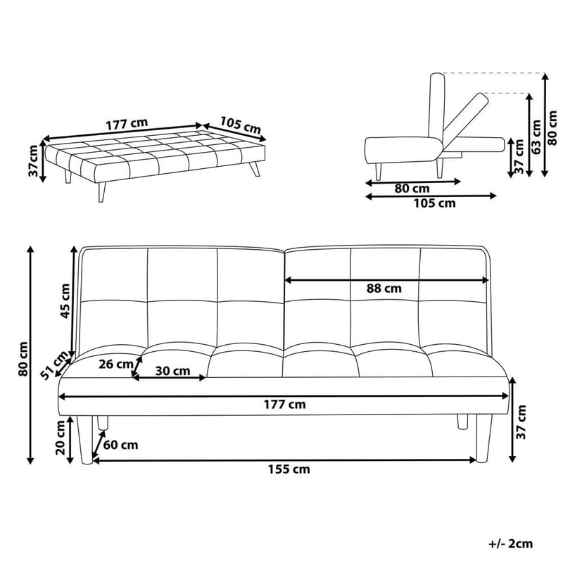 3-sits soffa Siljan - Vit, ljust trä - Möbler - Soffa - Bäddsoffa