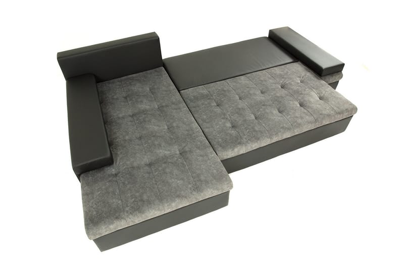 3-sits Vänster L-formad Bäddsoffa med Divan och Förvaring i Tyg - Svart - Möbler - Soffa - Bäddsoffa
