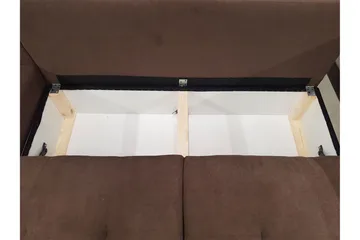 3-sits Vänster L-formad Knappsydd Bäddsoffa med Divan och Förvaring i Tyg - Brun - Möbler - Soffa - Bäddsoffa