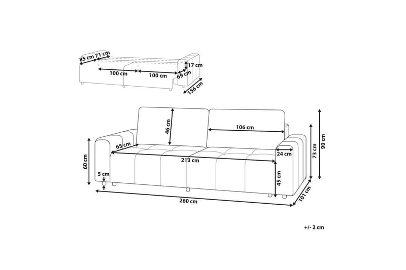 3-sitssoffa Innvik - Brun, 213x156 cm - Möbler - Soffa - Bäddsoffa