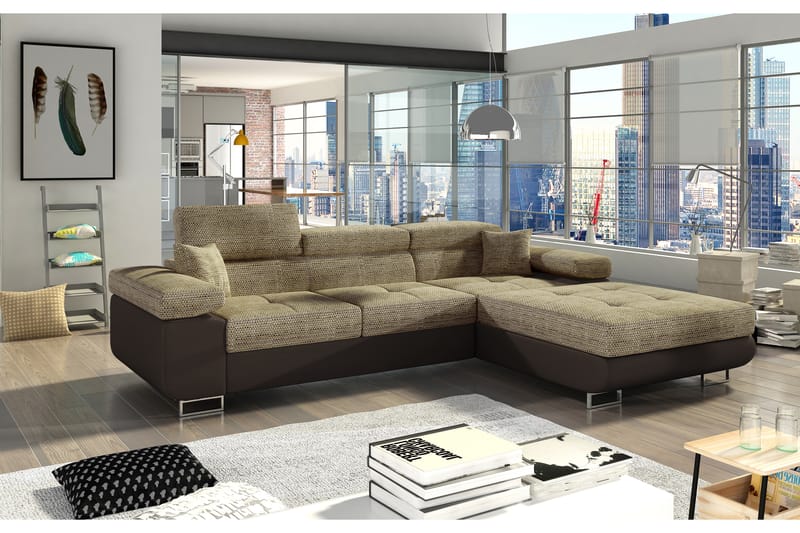 Klinka Bäddsoffa med Divan Höger - Beige/Brun - Möbler - Soffa - Bäddsoffa - Bäddsoffa 4 sits