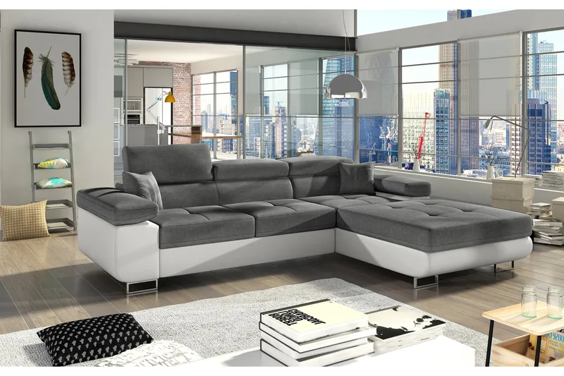 Klinka Bäddsoffa med Divan Höger - Grå/Vit - Möbler - Soffa - Bäddsoffa - Bäddsoffa 4 sits