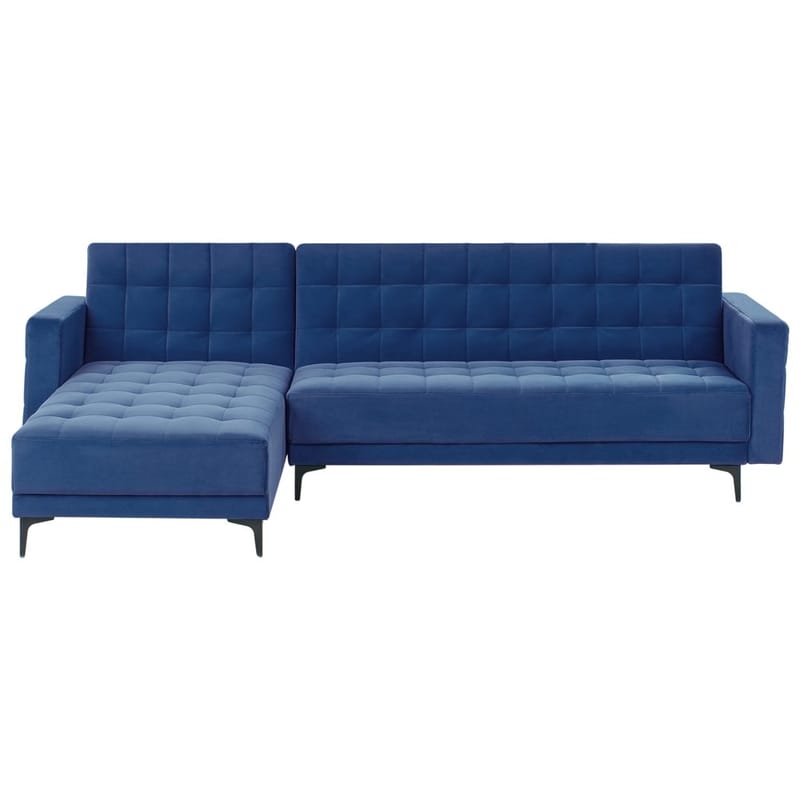 4-sits Hörnsoffa Aberdeen, Blå, Svart/Högervänd/Sammet