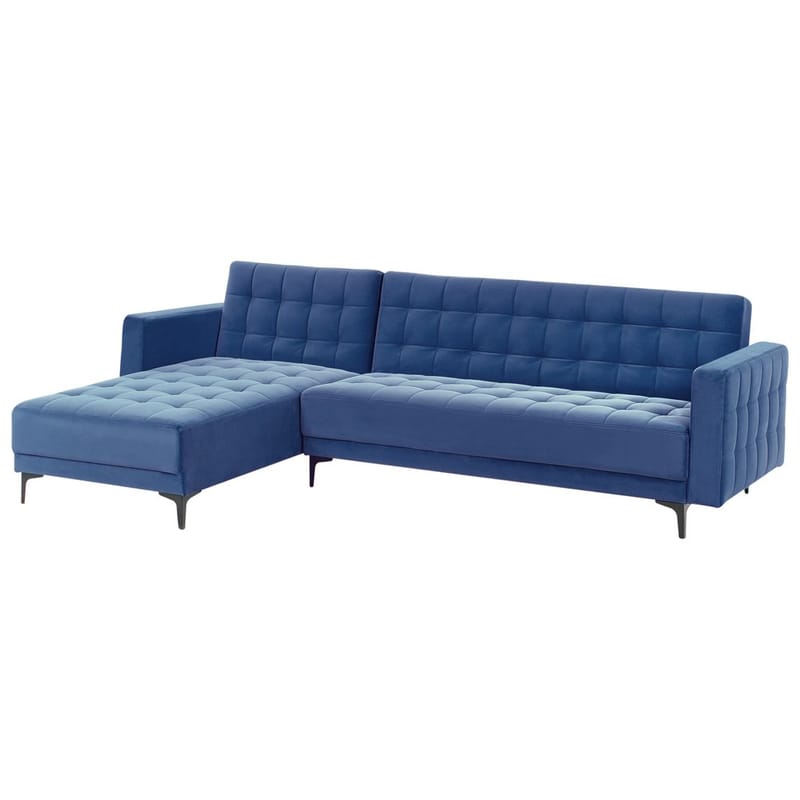 4-sits Hörnsoffa Aberdeen - Blå, Svart/Högervänd/Sammet - Möbler - Soffa - Bäddsoffa