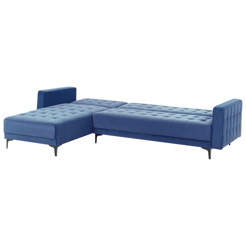 4-sits Hörnsoffa Aberdeen - Blå, Svart/Högervänd/Sammet - Möbler - Soffa - Bäddsoffa