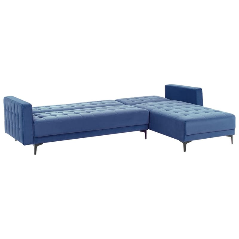 4-sits  Hörnsoffa Aberdeen - Blå, Svart/Vänstervänd/Sammet - Möbler - Soffa - Bäddsoffa