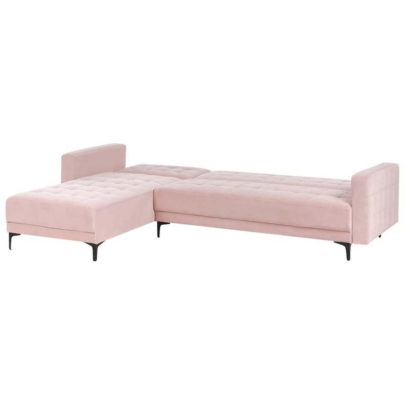 4-sits Hörnsoffa Aberdeen - Pastellrosa, Svart/Högervänd/Sammet - Möbler - Soffa - Bäddsoffa