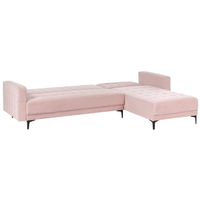 4-sits Hörnsoffa Aberdeen - Pastellrosa, Svart/Vänstervänd/Sammet - Möbler - Soffa - Bäddsoffa