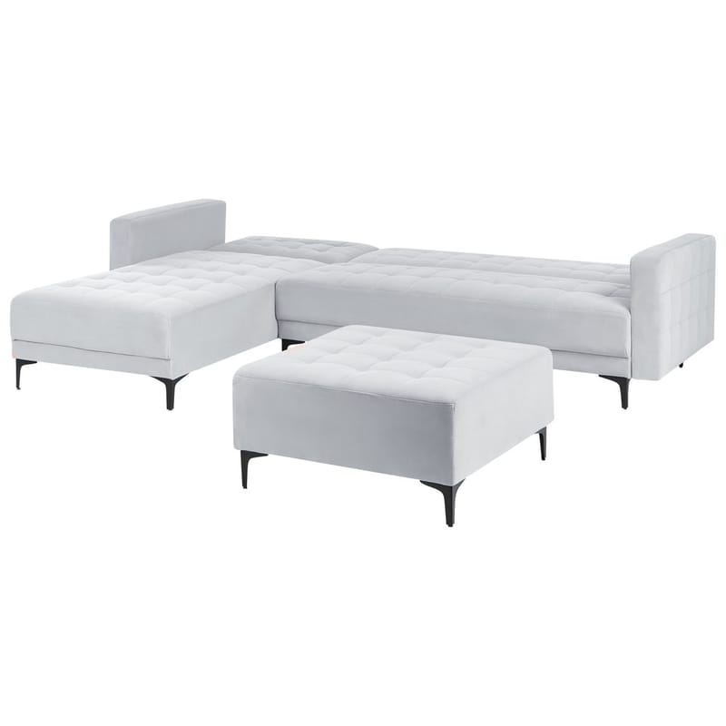 4-sits Modulär soffa Aberdeen - Ljusgrå, svart/Högervänd/Sammet - Möbler - Soffa - Modulsoffor - Komplett modulsoffa
