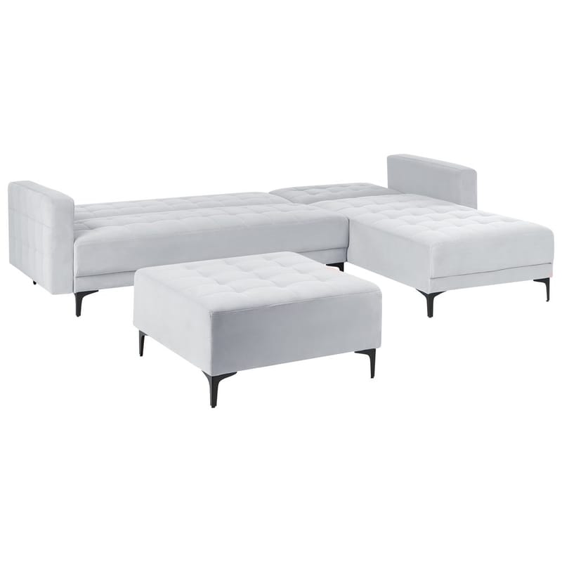 4-sits Modulär soffa Aberdeen - Ljusgrå, svart/Vänstervänd/Sammet - Möbler - Soffa - Modulsoffor - Komplett modulsoffa