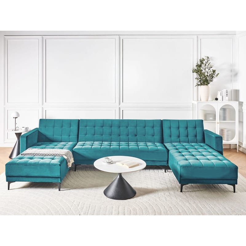 5-sits Bäddsoffa Aberdeen - Blå, Svart/Sammet - Möbler - Soffa - Bäddsoffa