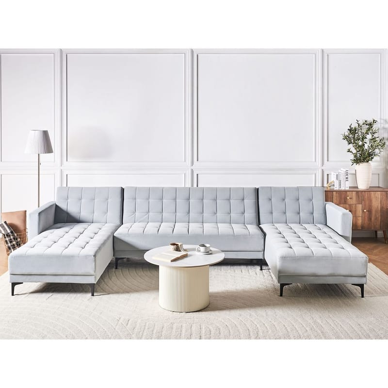 5-sits Modulär soffa Aberdeen - Ljusgrå, svart/Sammet - Möbler - Soffa - Modulsoffor - Komplett modulsoffa