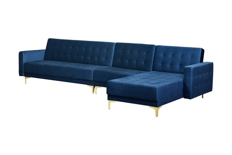 Aberdeen Hörnbäddsoffa med Fotpall Vänster - Blå - Möbler - Soffa - Bäddsoffa