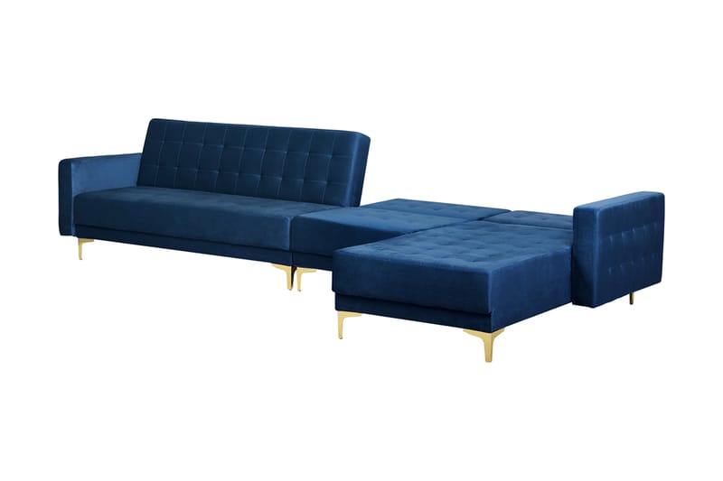 Aberdeen Hörnbäddsoffa med Fotpall Vänster - Blå - Möbler - Soffa - Bäddsoffa
