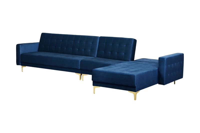 Aberdeen Hörnbäddsoffa med Fotpall Vänster - Blå - Möbler - Soffa - Bäddsoffa
