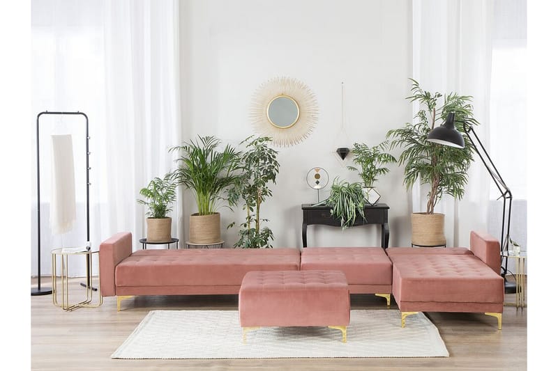 Aberdeen Hörnbäddsoffa med Fotpall Vänster - Rosa - Möbler - Soffa - Bäddsoffa