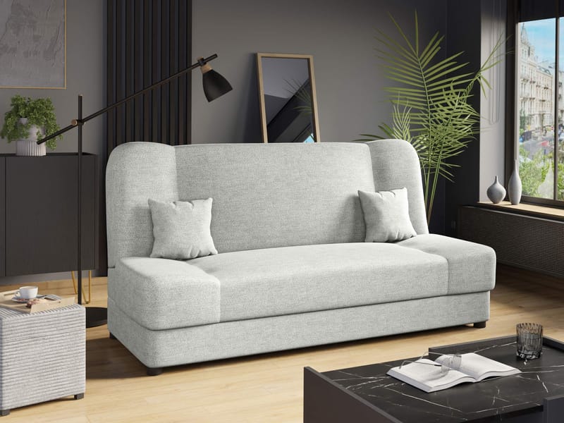 Abron 3-sits Fällbar Bäddsoffa 116x195 cm med Förvaring i Tyg - Grå - Möbler - Soffa - Bäddsoffa