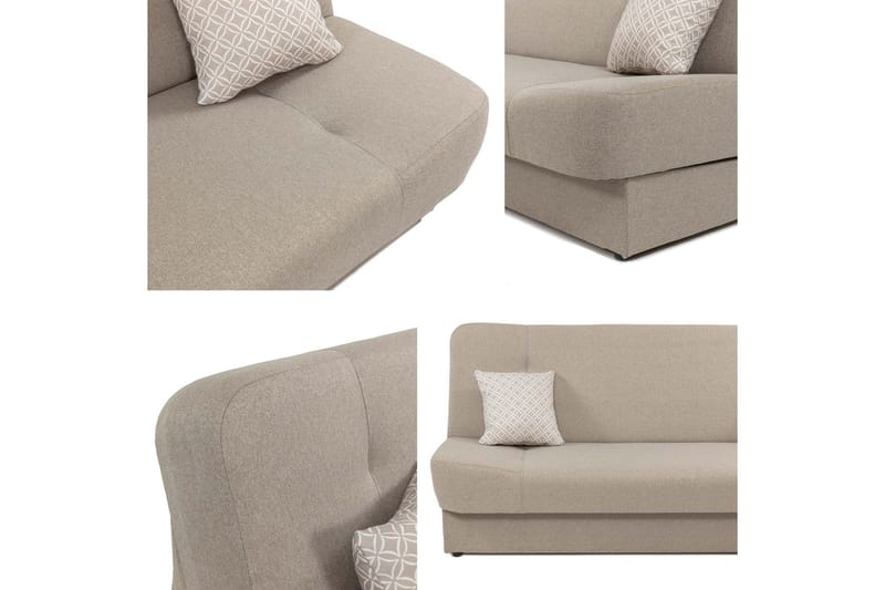 Abron 3-sits Fällbar Bäddsoffa med Förvaring i Bouclé - Beige - Möbler - Soffa - Bäddsoffa