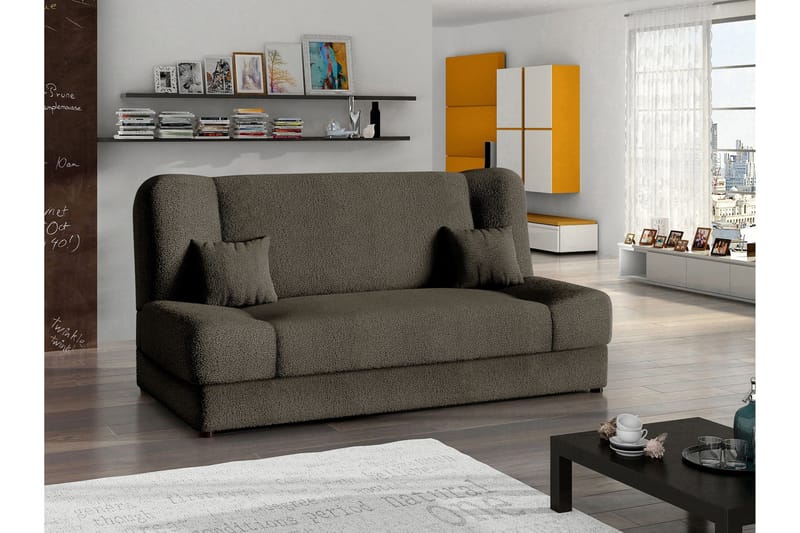 Abron 3-sits Fällbar Bäddsoffa med Förvaring i Bouclé - Brun - Möbler - Soffa - Bäddsoffa
